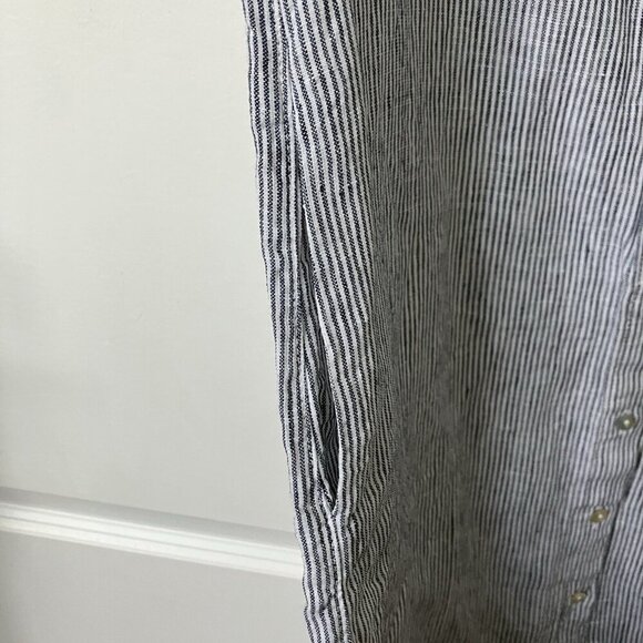 Tahari 100% Linen Shirt Dress Womens XS Stripe Coastal Beachy - Picture 5 of 9